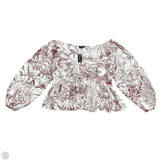 Blouse Long Sleeve By Express In Red & White, Size: Xl