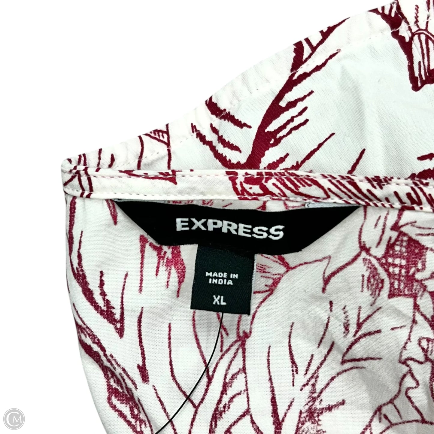 Blouse Long Sleeve By Express In Red & White, Size: Xl