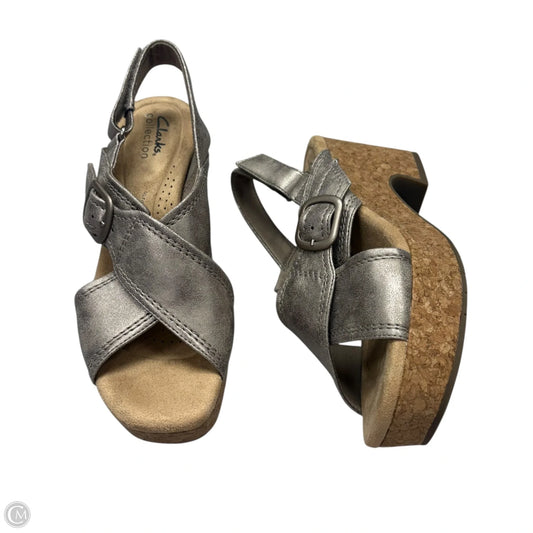 Sandals Heels Block By Clarks In Taupe, Size: 7