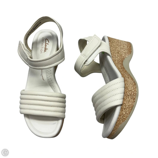 Sandals Heels Wedge By Clarks In White, Size: 7