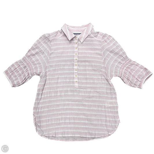 Blouse Short Sleeve By Pilcro In Pink & White, Size: S