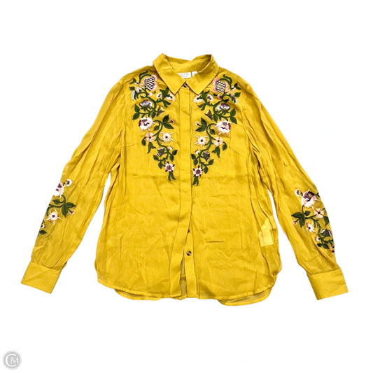 Blouse Long Sleeve By Meadow Rue In Yellow, Size: S