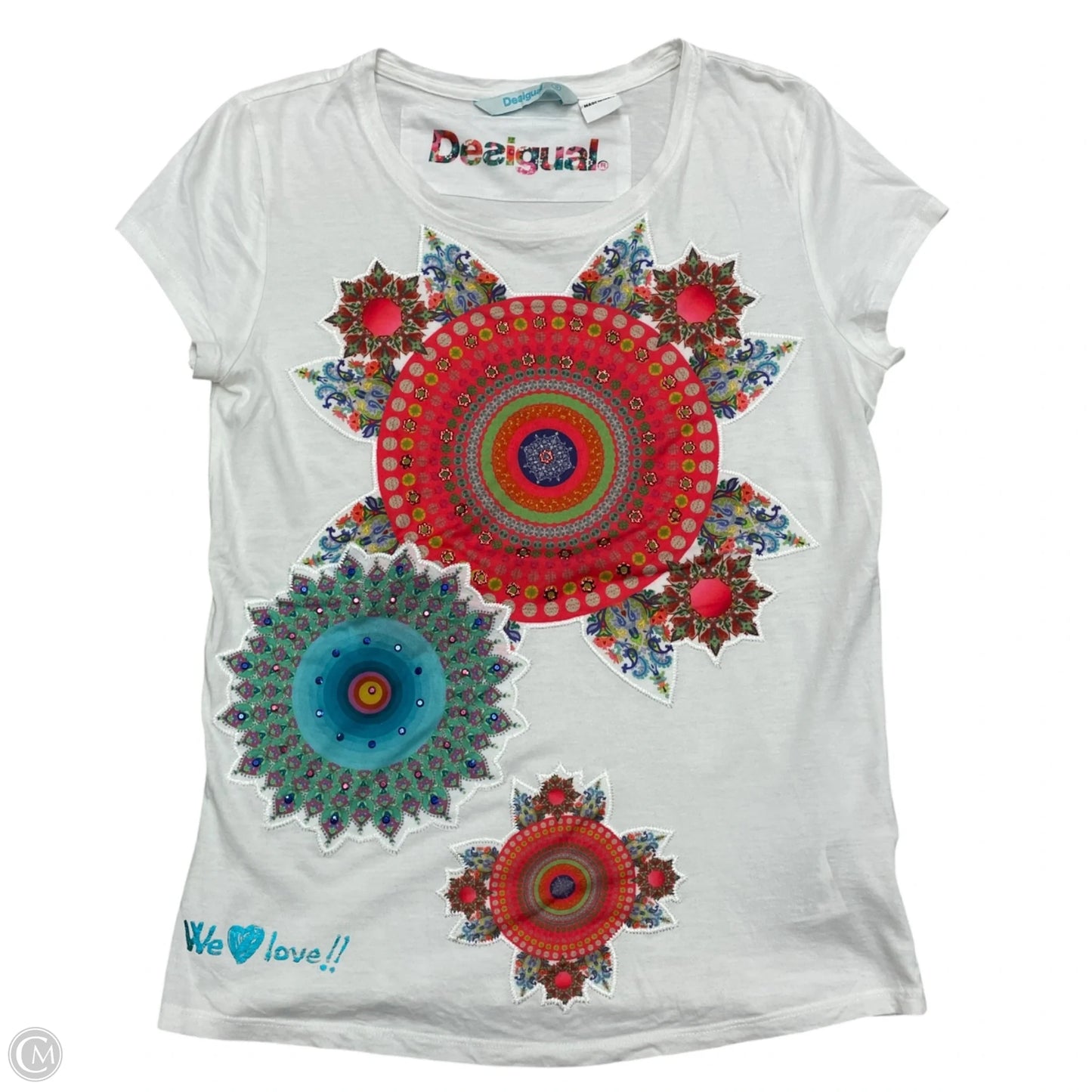 Top Short Sleeve By Desigual In White, Size: S