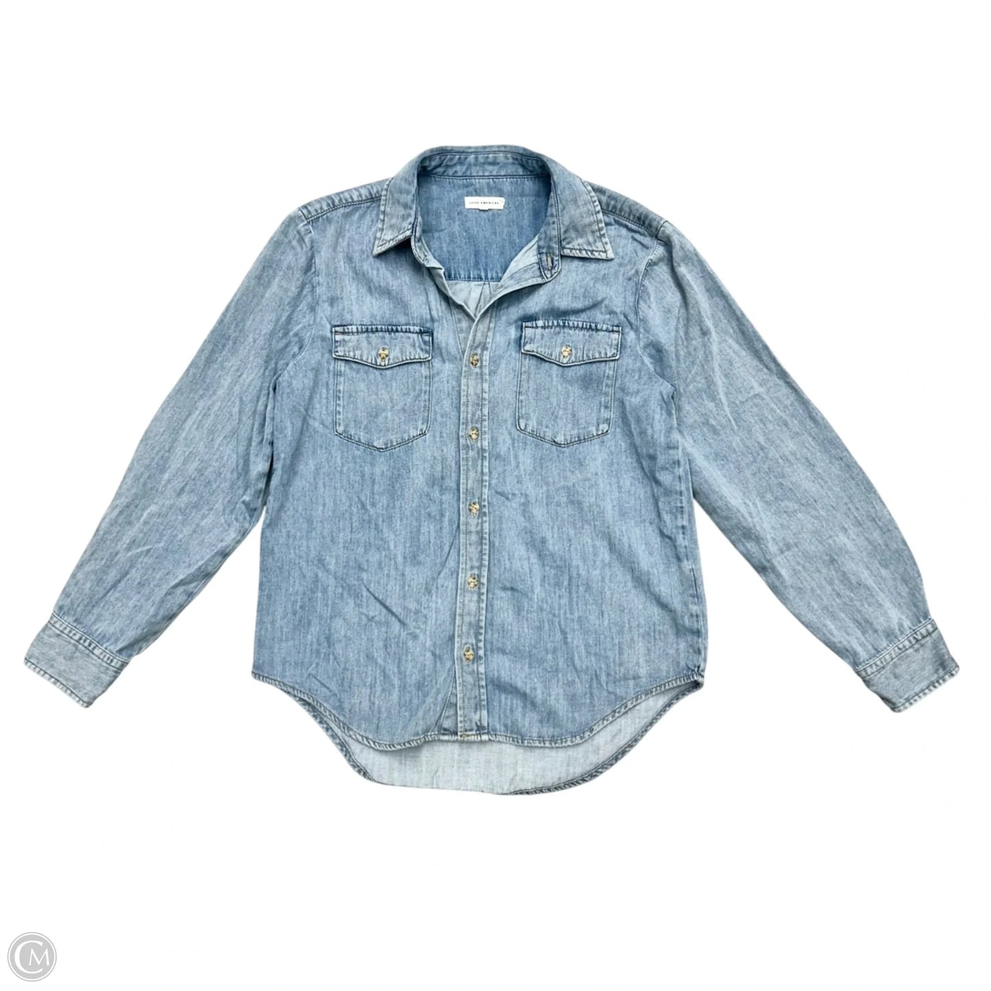 Top Long Sleeve By Good American In Blue Denim, Size: S