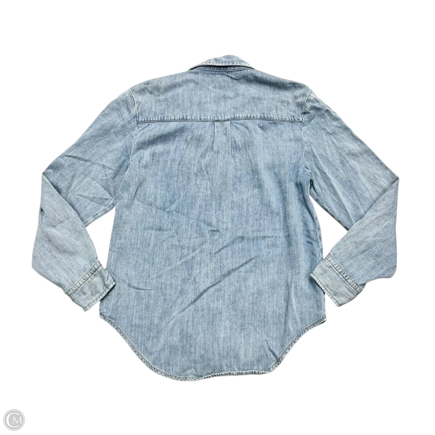 Top Long Sleeve By Good American In Blue Denim, Size: S