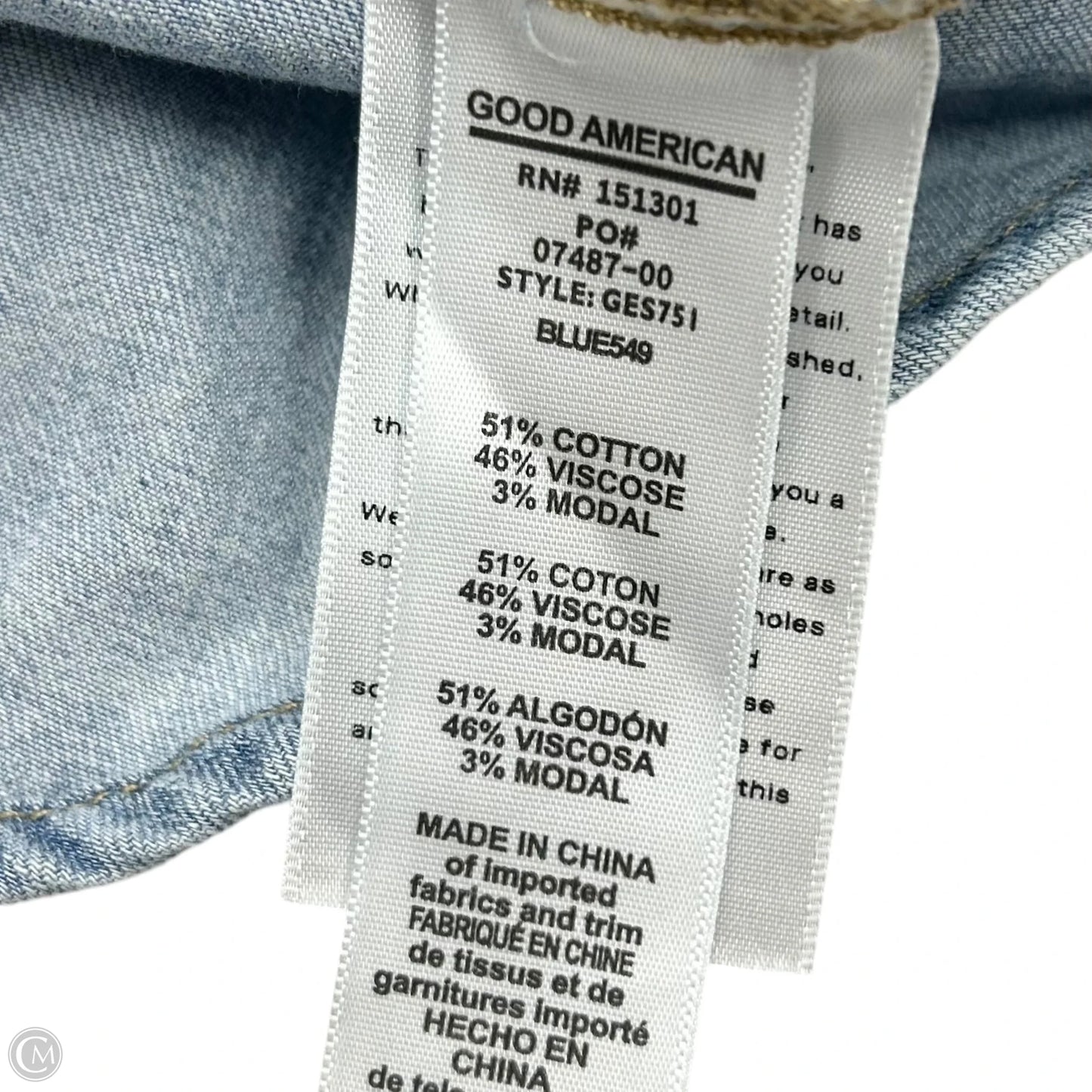 Top Long Sleeve By Good American In Blue Denim, Size: S