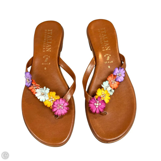 Sandals Heels Kitten By Italian Shoemakers In Brown, Size: 9