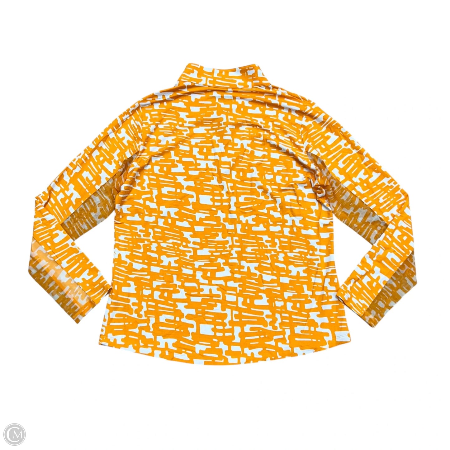 Athletic Top Long Sleeve Collar By Ibkul In Orange & White, Size: Xl