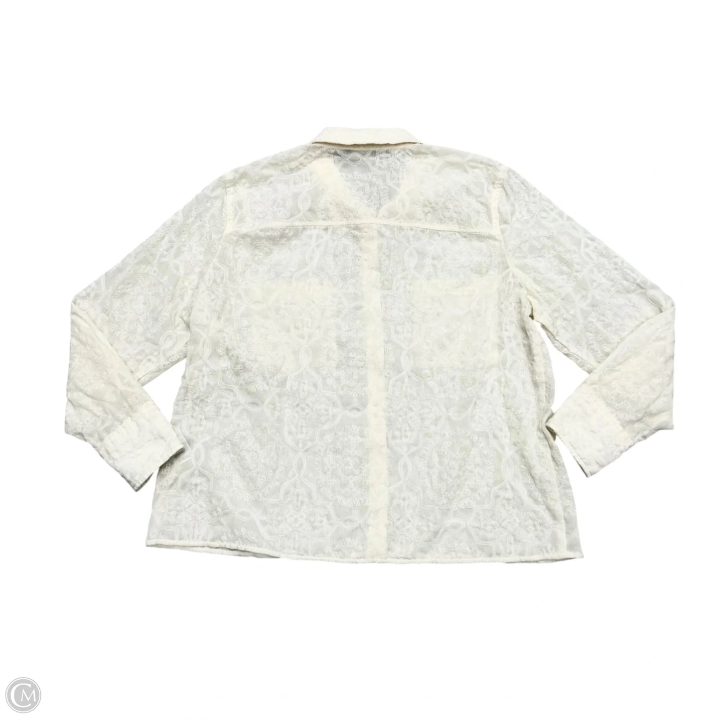 Blouse Long Sleeve By Chicos In Cream, Size: L