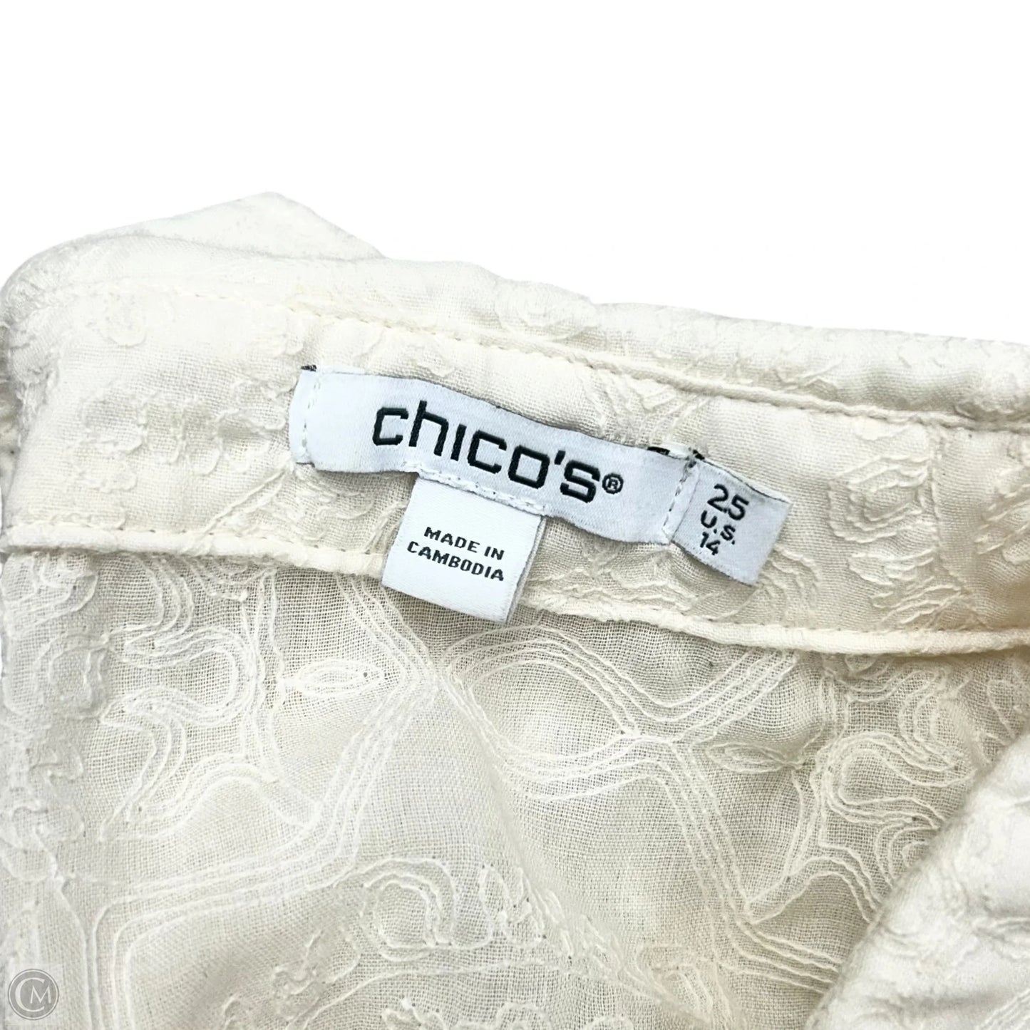 Blouse Long Sleeve By Chicos In Cream, Size: L