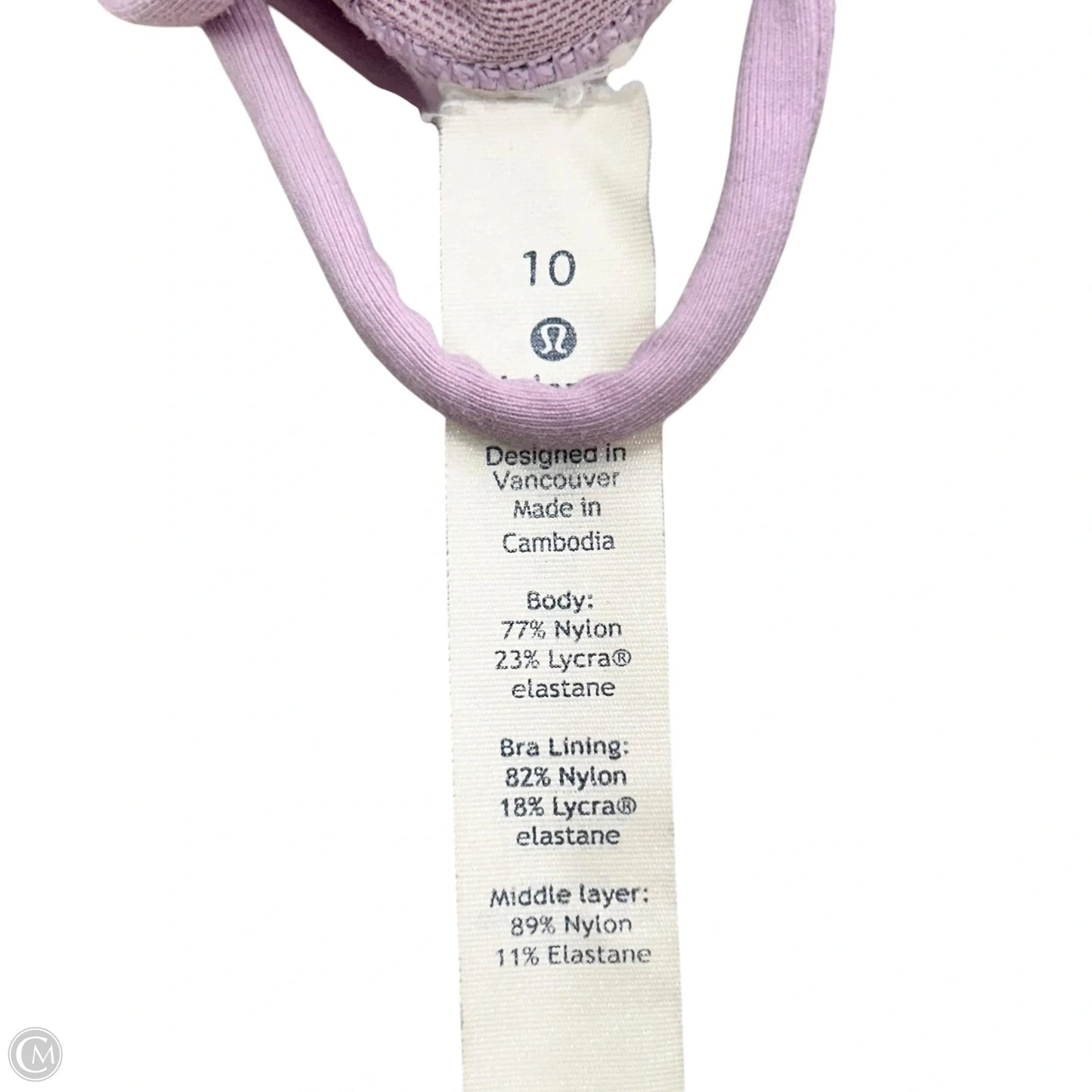 Athletic Bra By Lululemon In Purple, Size: M