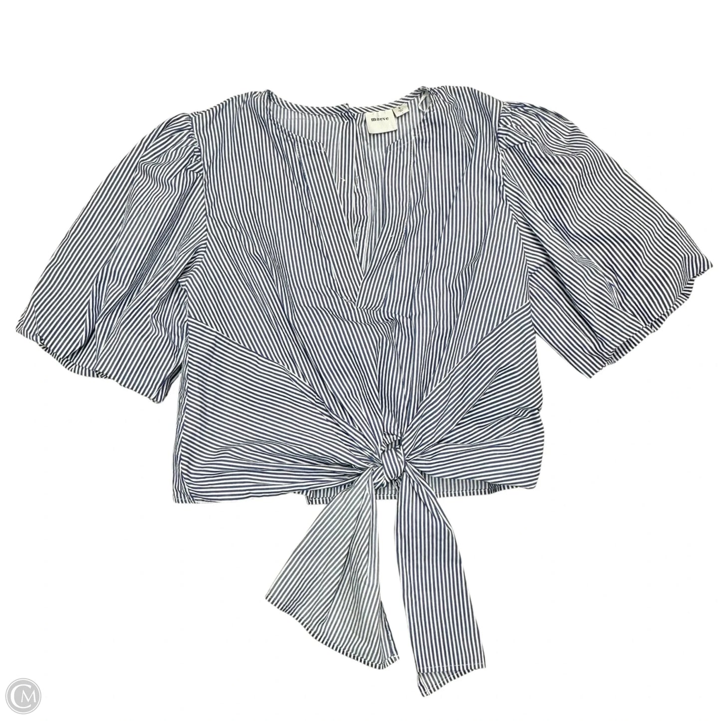 Top Short Sleeve By Maeve In Blue & White, Size: S