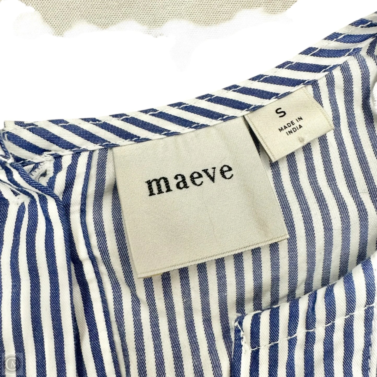 Top Short Sleeve By Maeve In Blue & White, Size: S