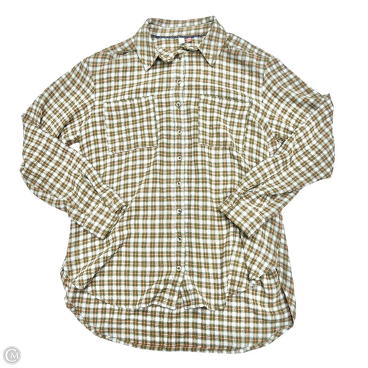 Top Long Sleeve By Pilcro In Green & White, Size: M
