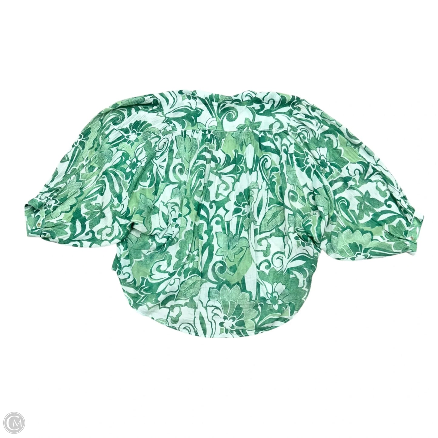 Blouse Long Sleeve By Pilcro In Green & White, Size: M