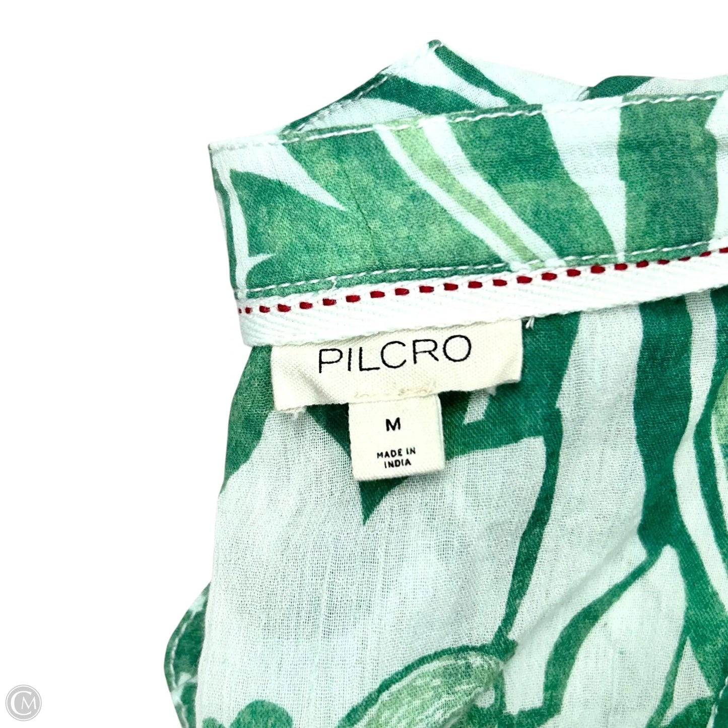 Blouse Long Sleeve By Pilcro In Green & White, Size: M