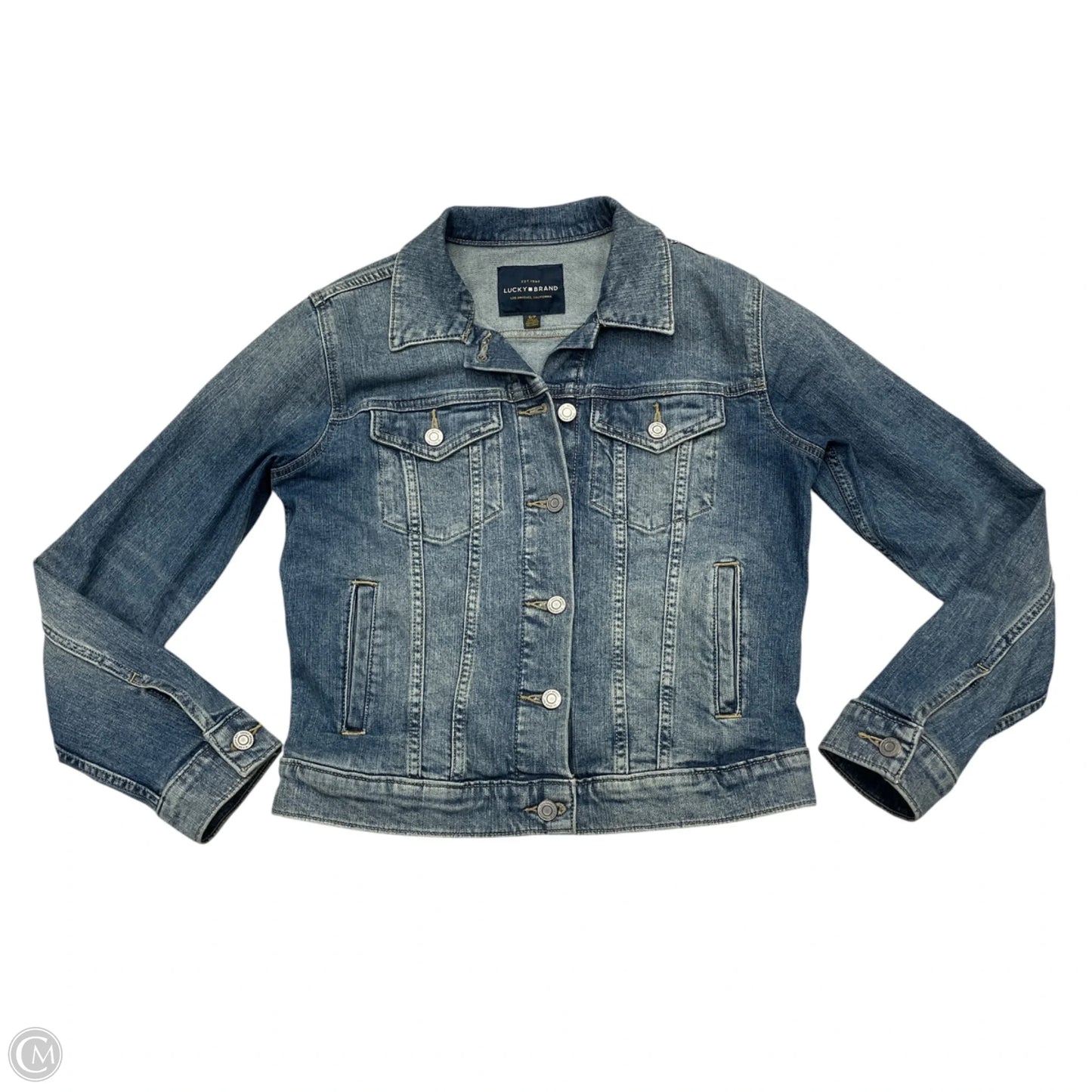 Jacket Denim By Lucky Brand In Blue Denim, Size: S