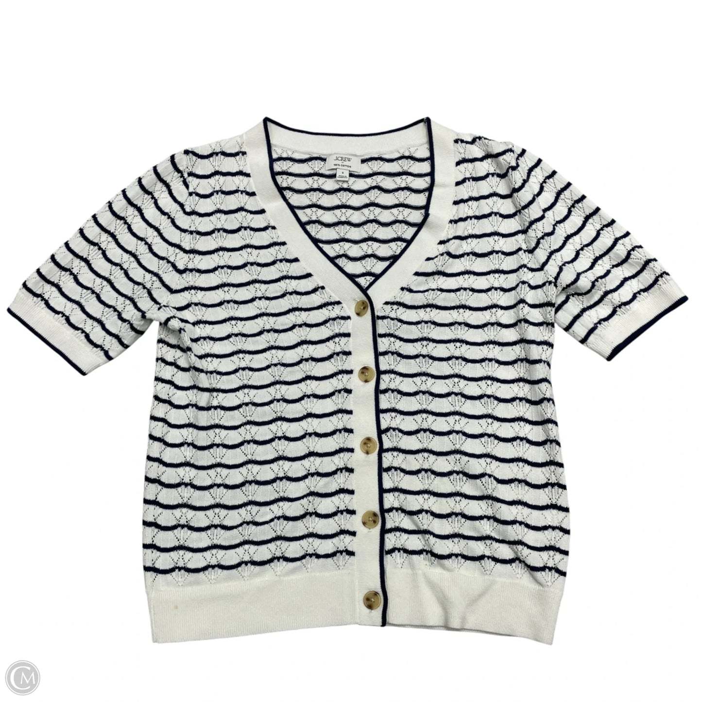 Cardigan By J. Crew In Blue & White, Size: S