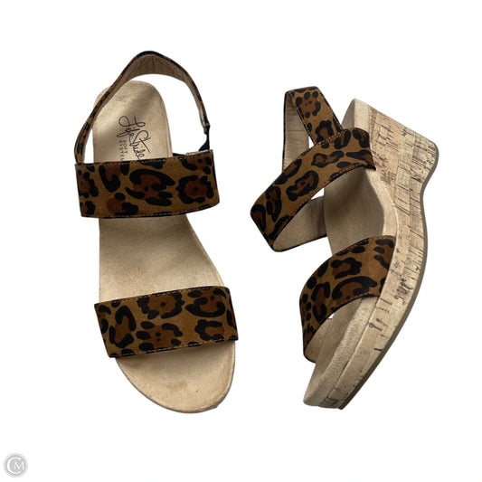 Sandals Heels Wedge By Life Stride In Leopard Print, Size: 9.5