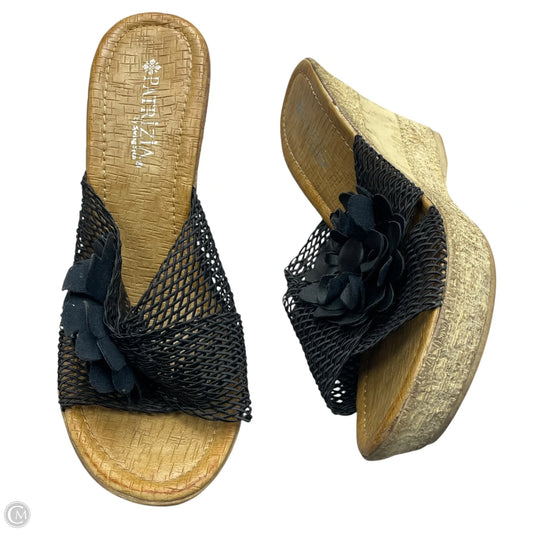 Sandals Heels Wedge By Spring Step In Black & Brown, Size: 9.5