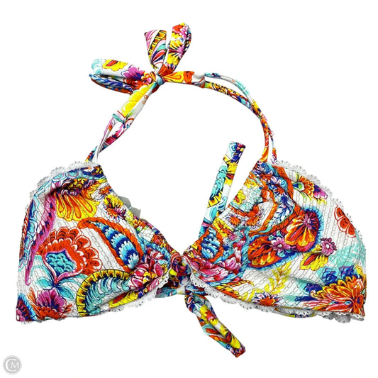 Swimsuit Top By Luli Fama In White & Yellow, Size: Xl