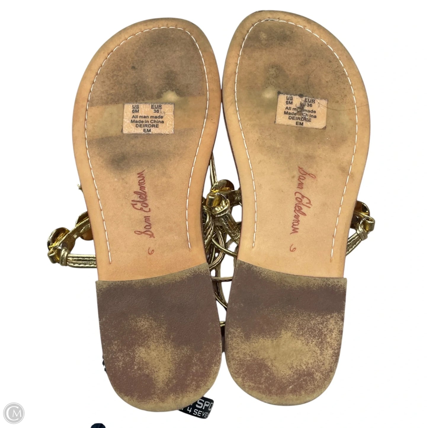 Sandals Flats By Sam Edelman In Brown & Gold, Size: 6