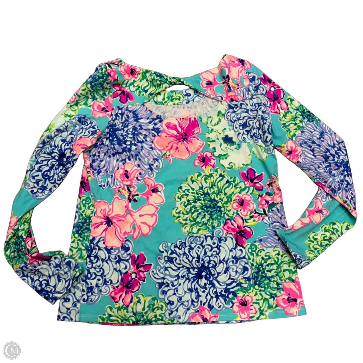 Top Long Sleeve Designer By Lilly Pulitzer In Blue & Green, Size: L
