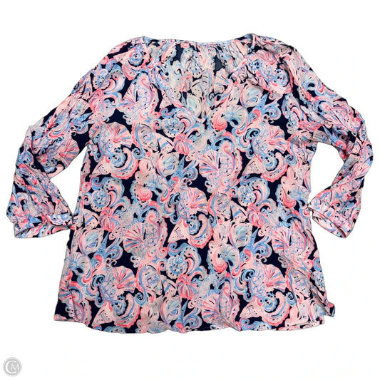 Top Long Sleeve Designer By Lilly Pulitzer In Blue & Purple, Size: M
