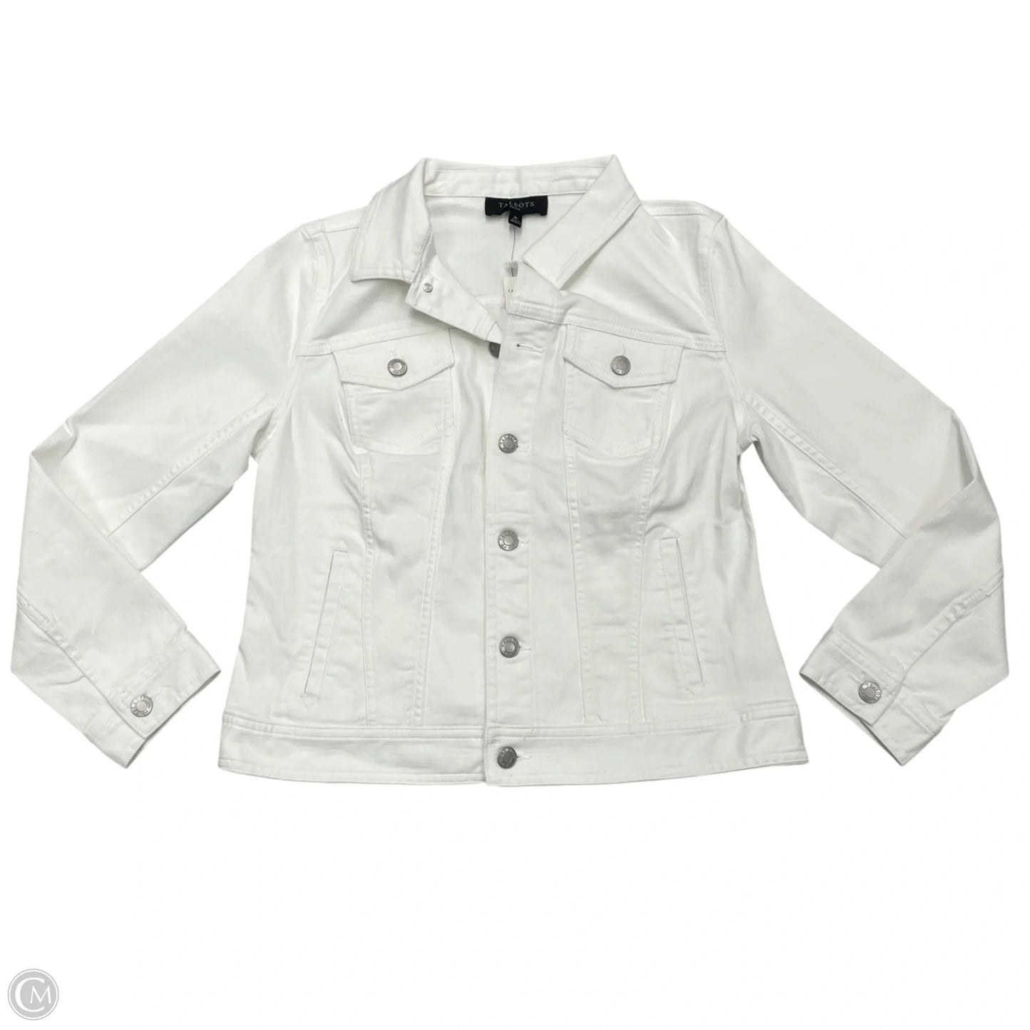 Jacket Denim By Talbots In White Denim, Size: Mp