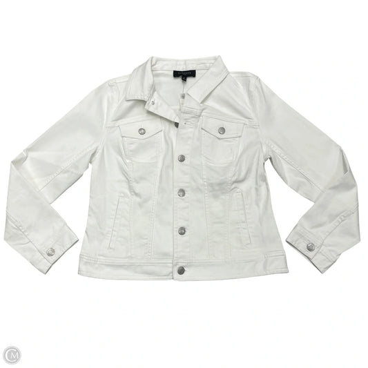 Jacket Denim By Talbots In White Denim, Size: Mp