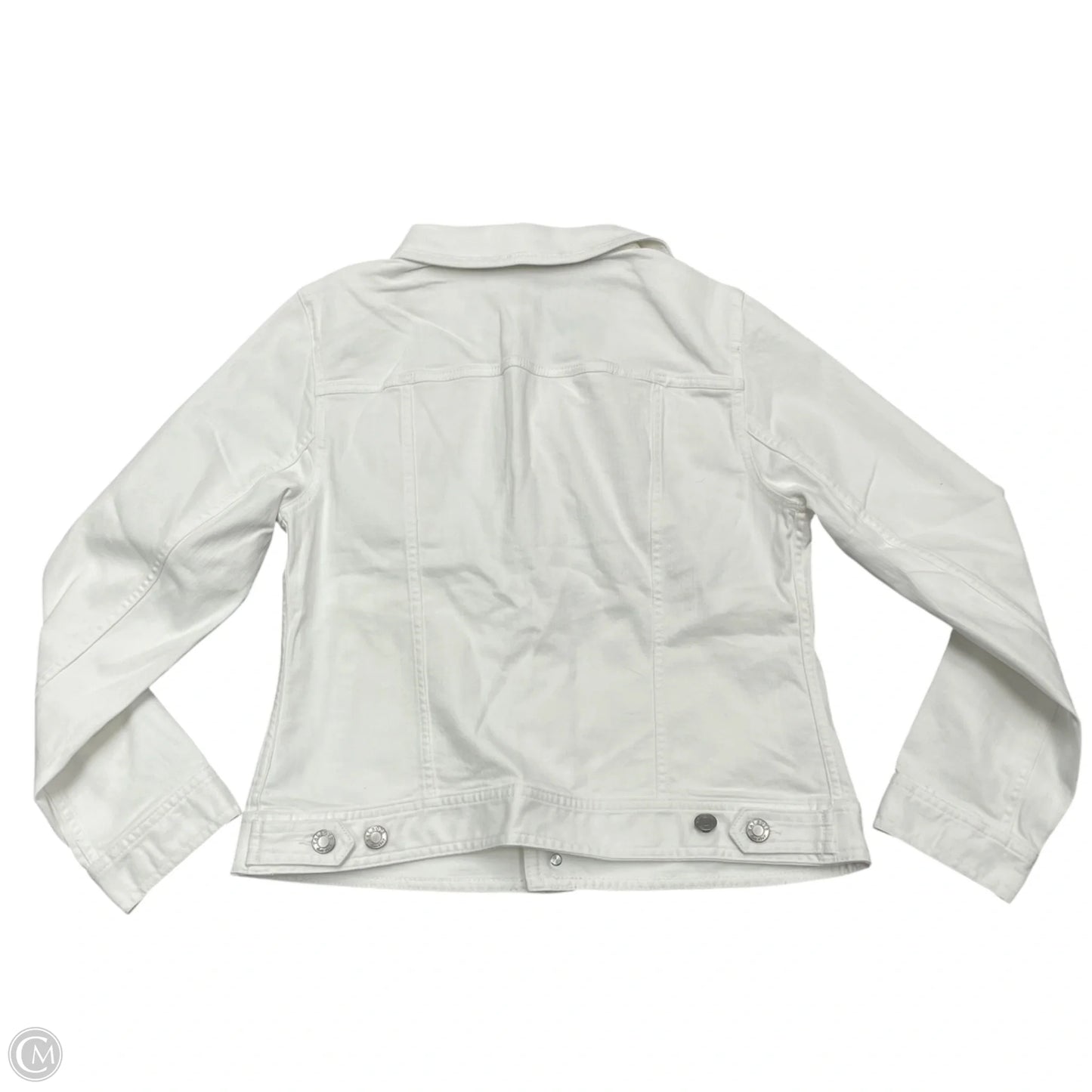 Jacket Denim By Talbots In White Denim, Size: Mp