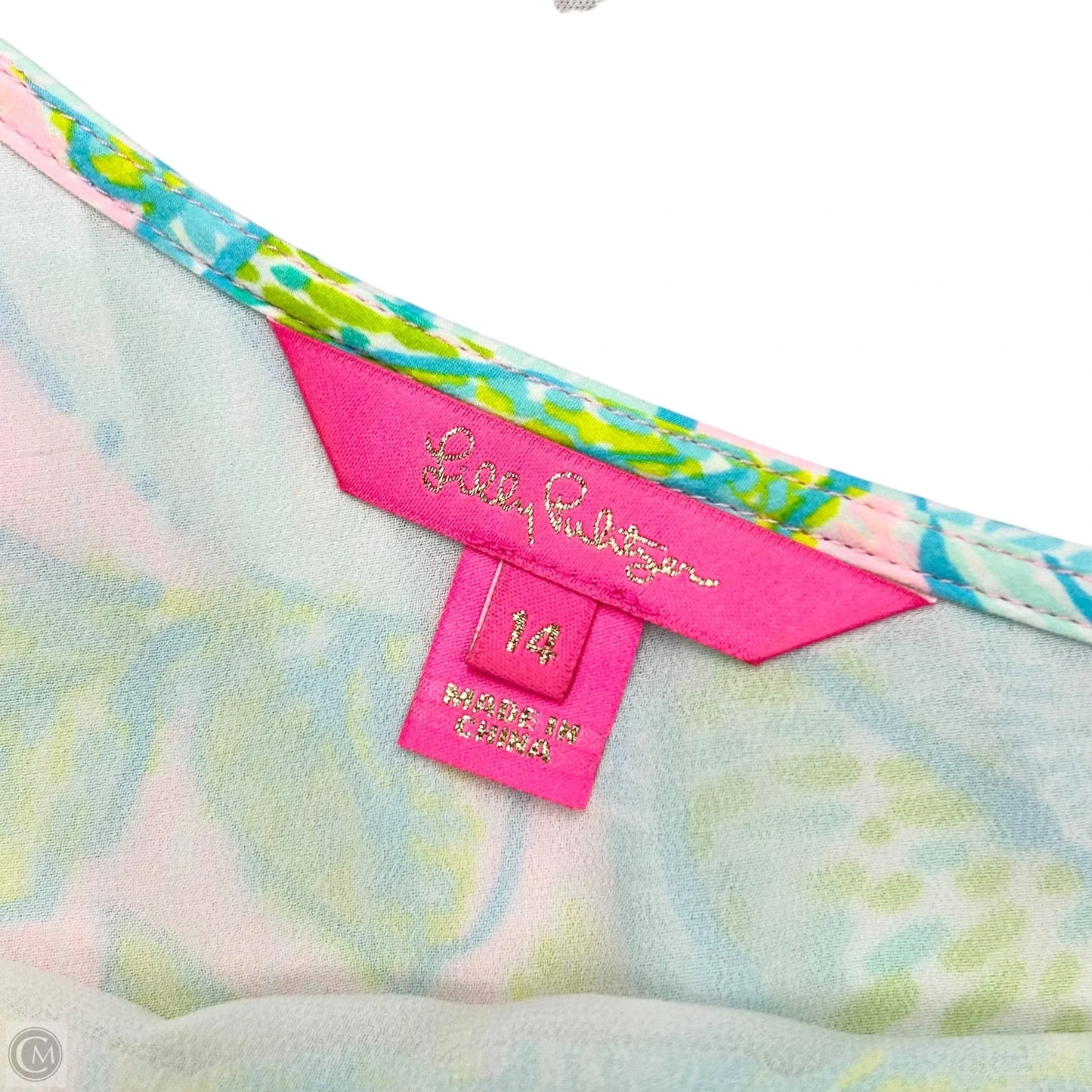 Blouse Designer By Lilly Pulitzer In Green & Pink, Size: L