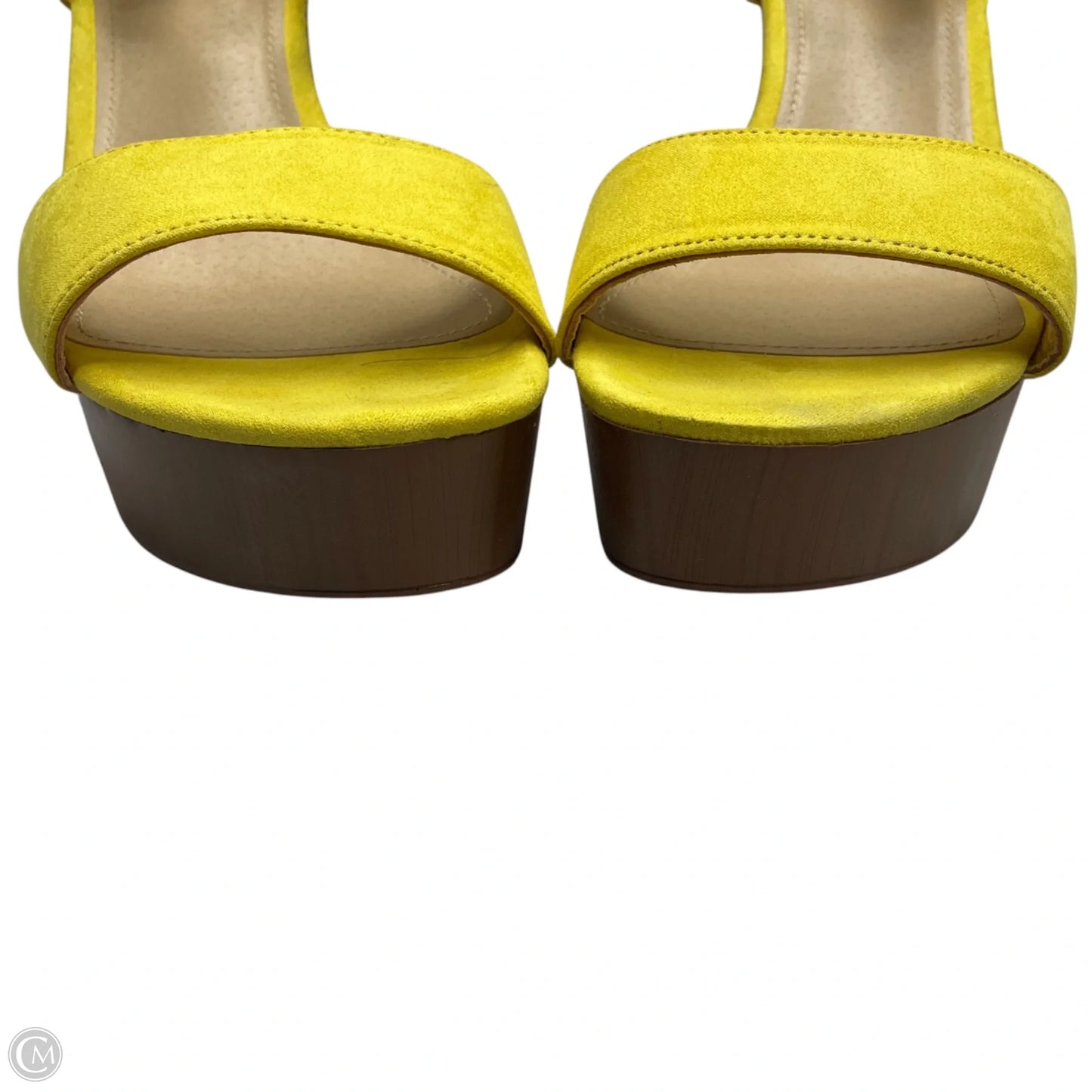 Sandals Heels Block By Just Fab In Brown & Yellow, Size: 11