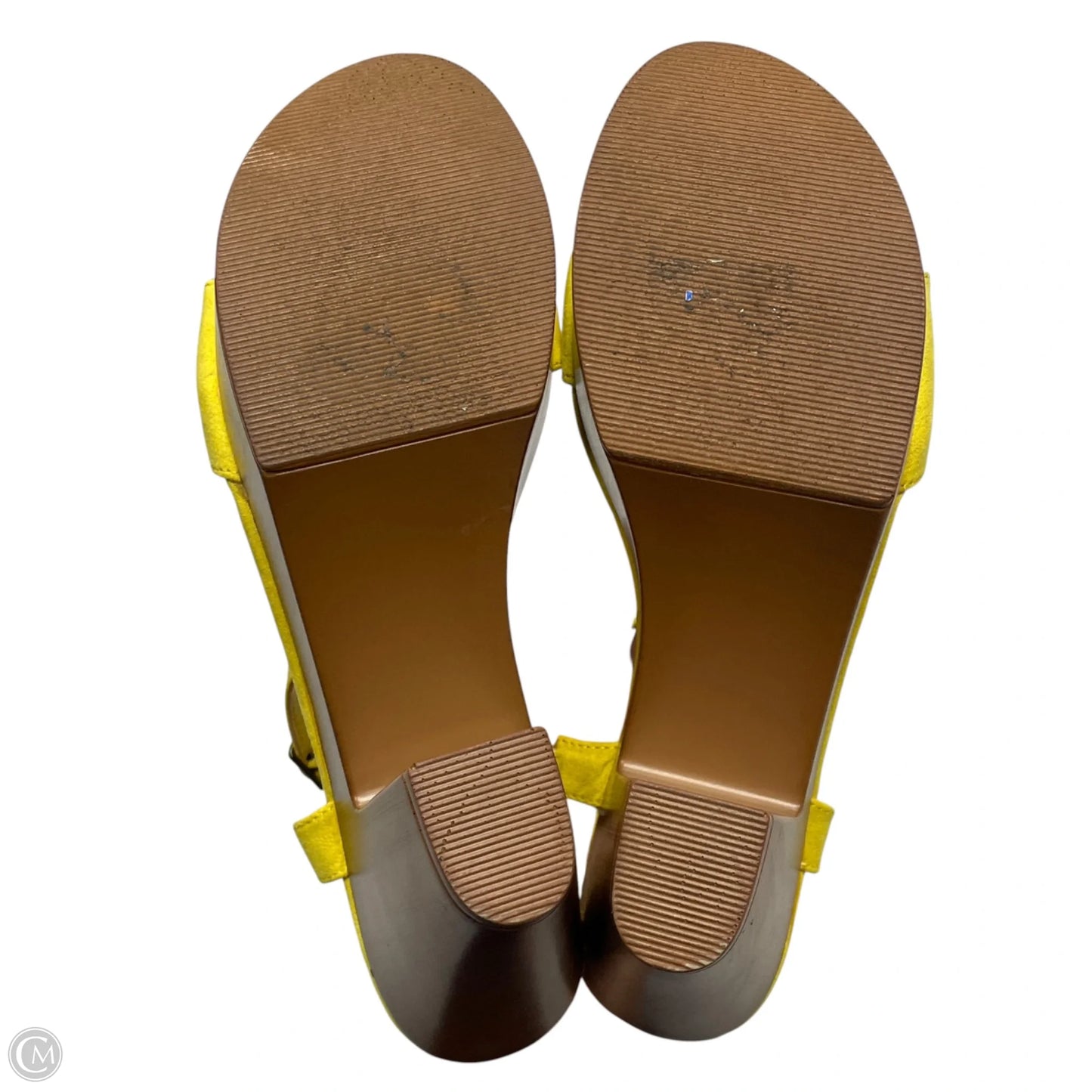 Sandals Heels Block By Just Fab In Brown & Yellow, Size: 11