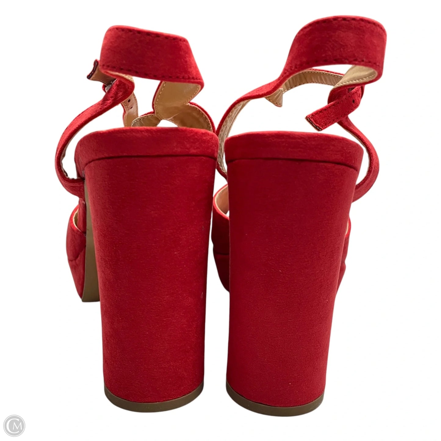 Sandals Heels Block By Ashley Stewart In Red, Size: 11