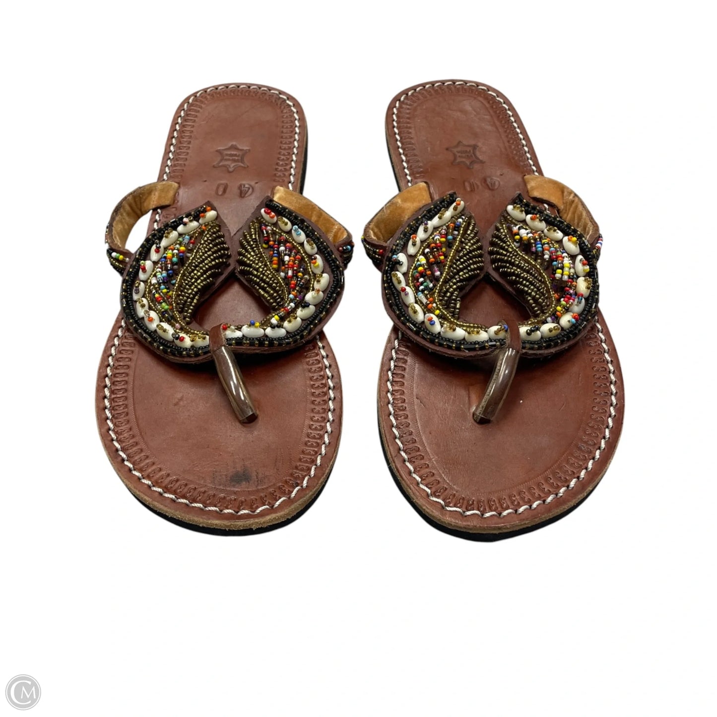 Sandals Flats In Brown, Size: 9.5