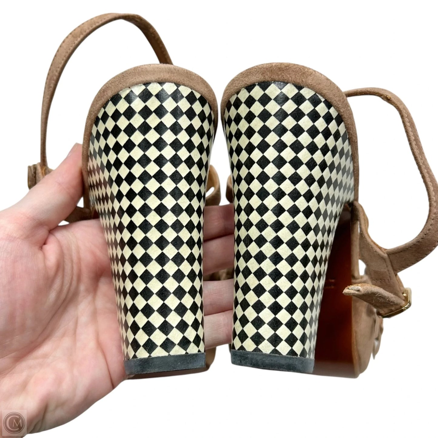Sandals Heels Block By Chie Mihara In Tan & Cream, Size: 6.5