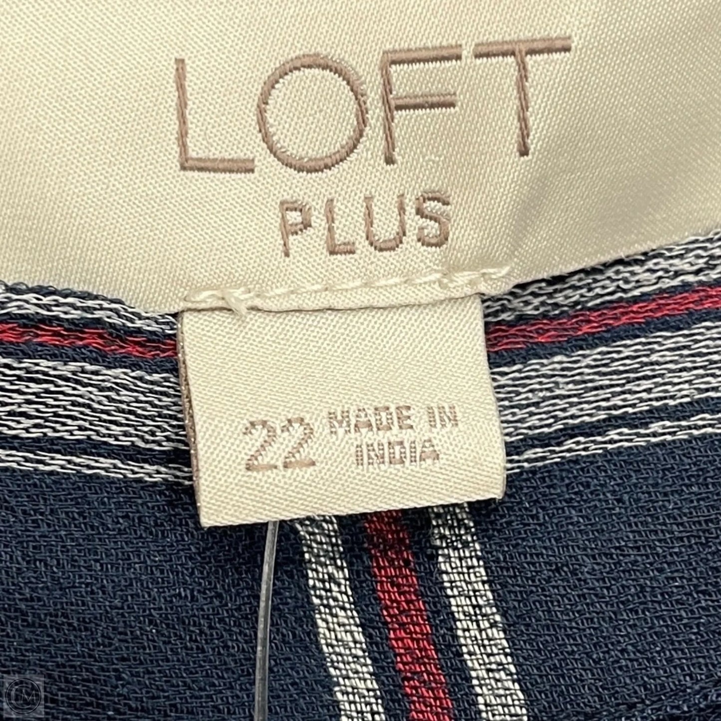 Top Short Sleeve By Loft In Blue & White, Size: 3x