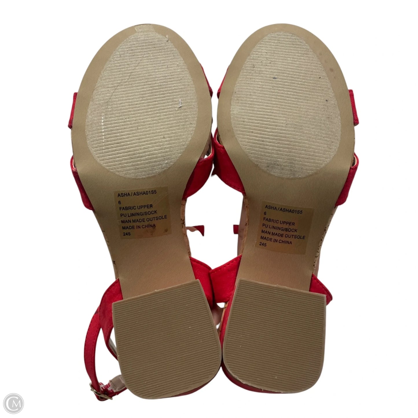 Sandals Heels Block By Betsey Johnson In Red & Tan, Size: 6