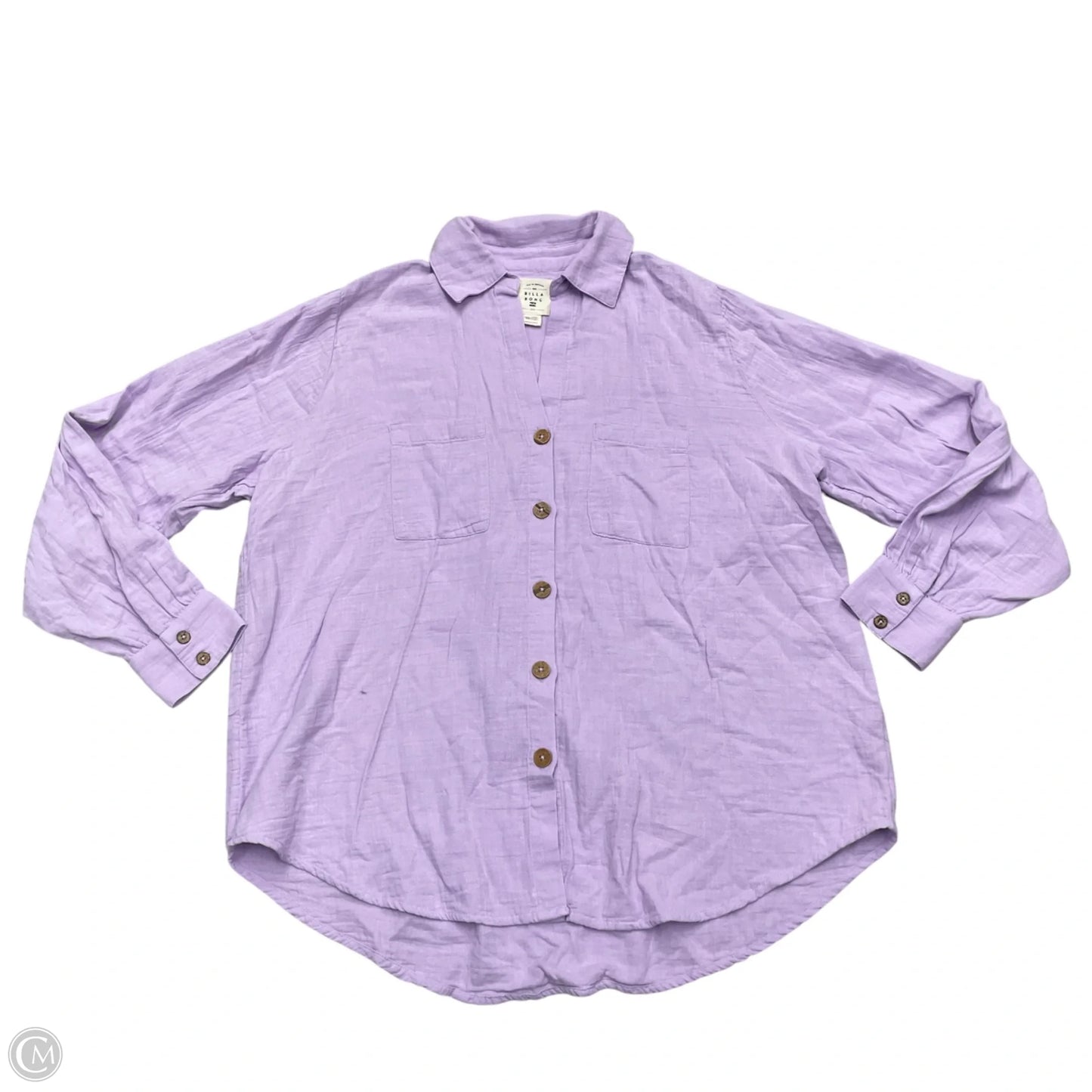Top Long Sleeve By Billabong In Purple, Size: S