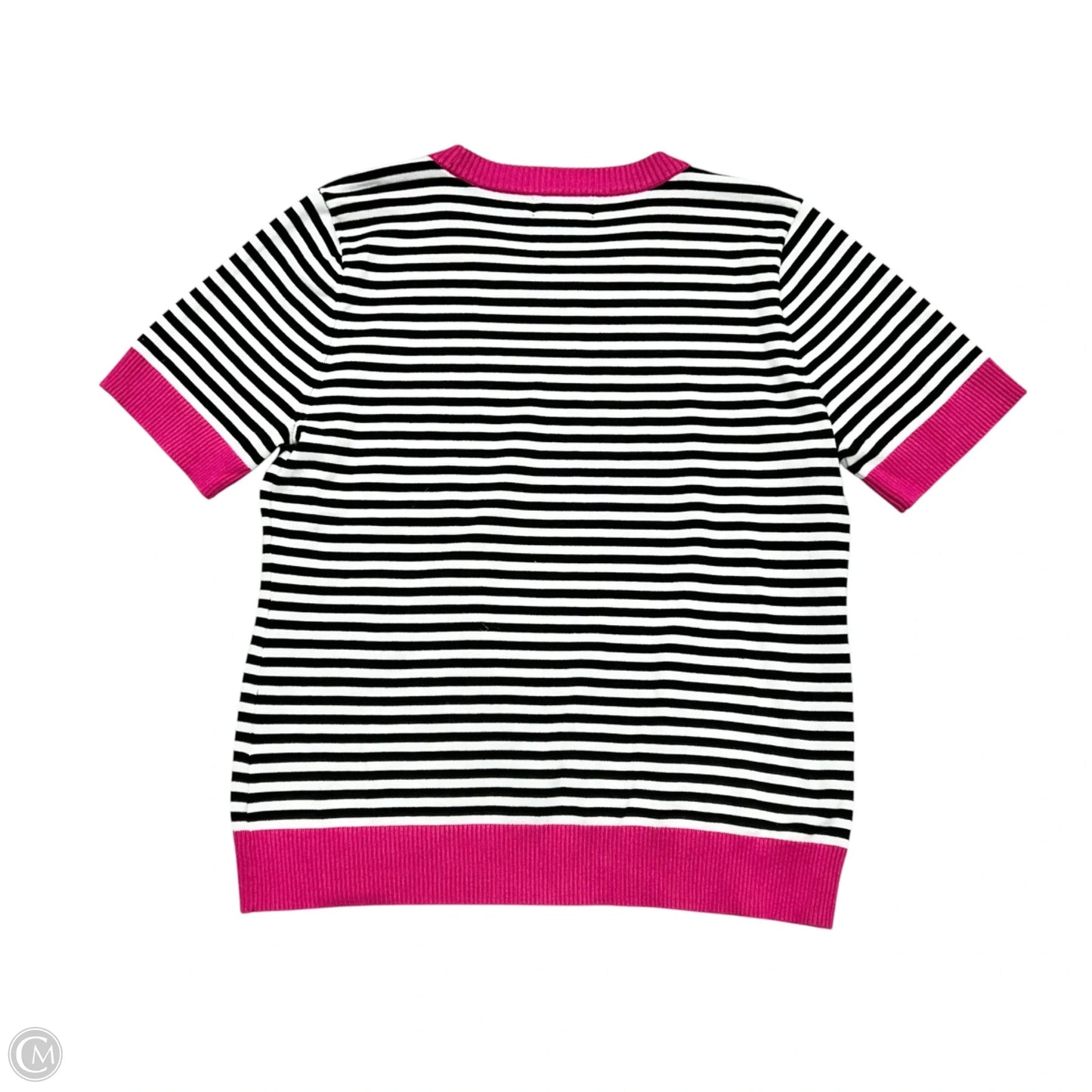 Top Short Sleeve Designer By Karl Lagerfeld In Black & White, Size: M