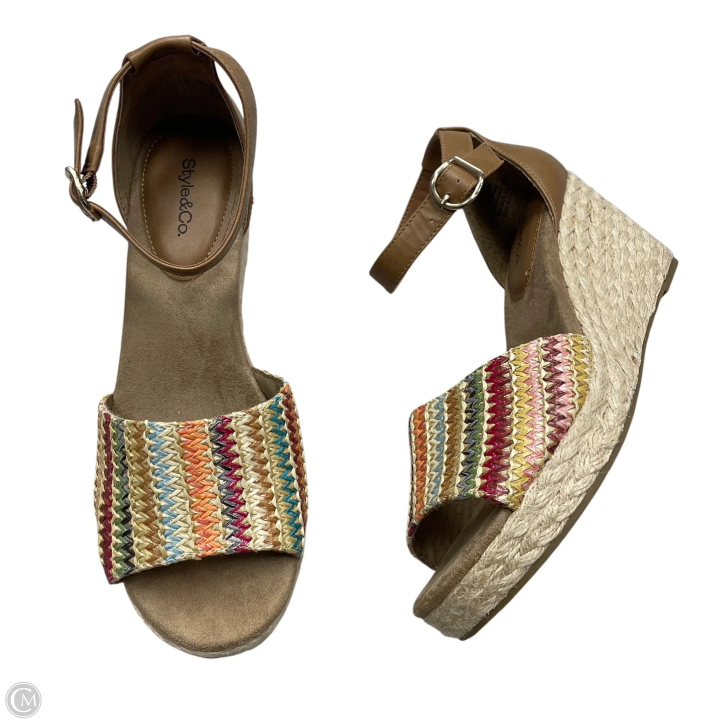Sandals Heels Wedge By Style And Company In Tan, Size: 9