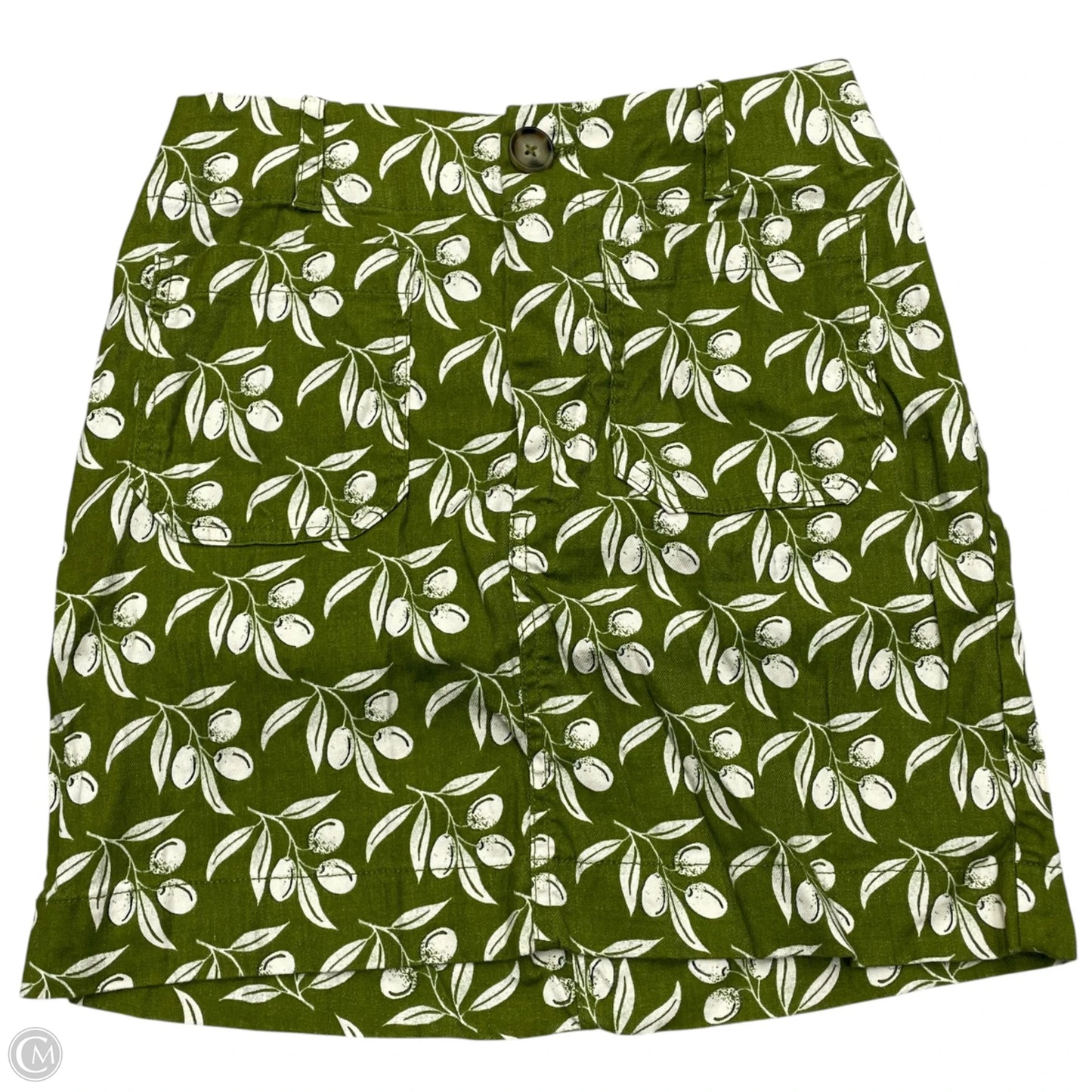 Skirt Midi By Maeve In Green & White, Size: S