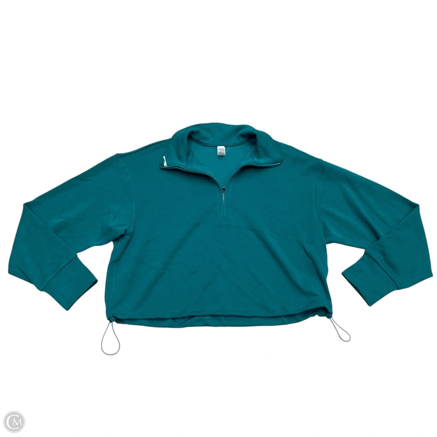 Athletic Top Long Sleeve Collar By Yogalicious In Teal, Size: L