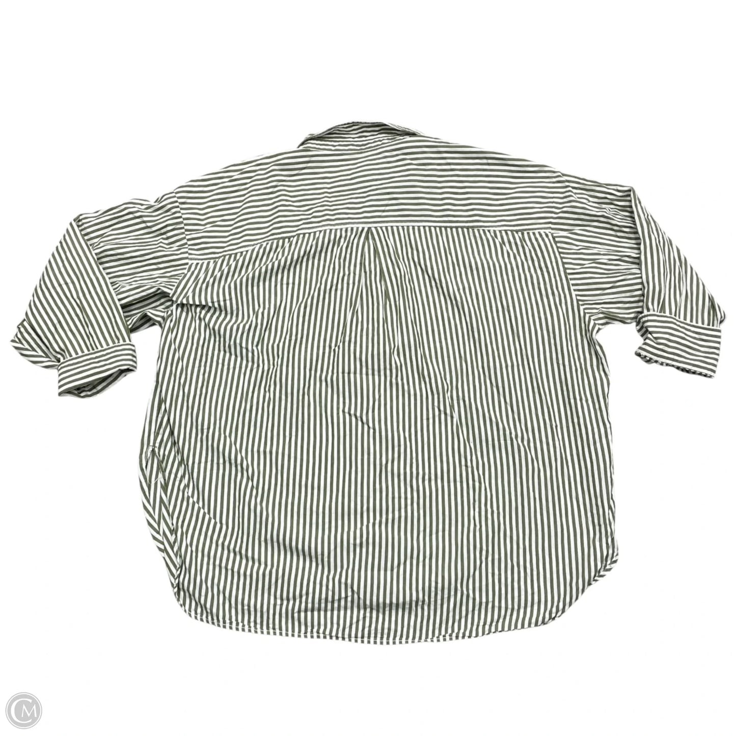 Top Long Sleeve By Maeve In Green & White, Size: 3x