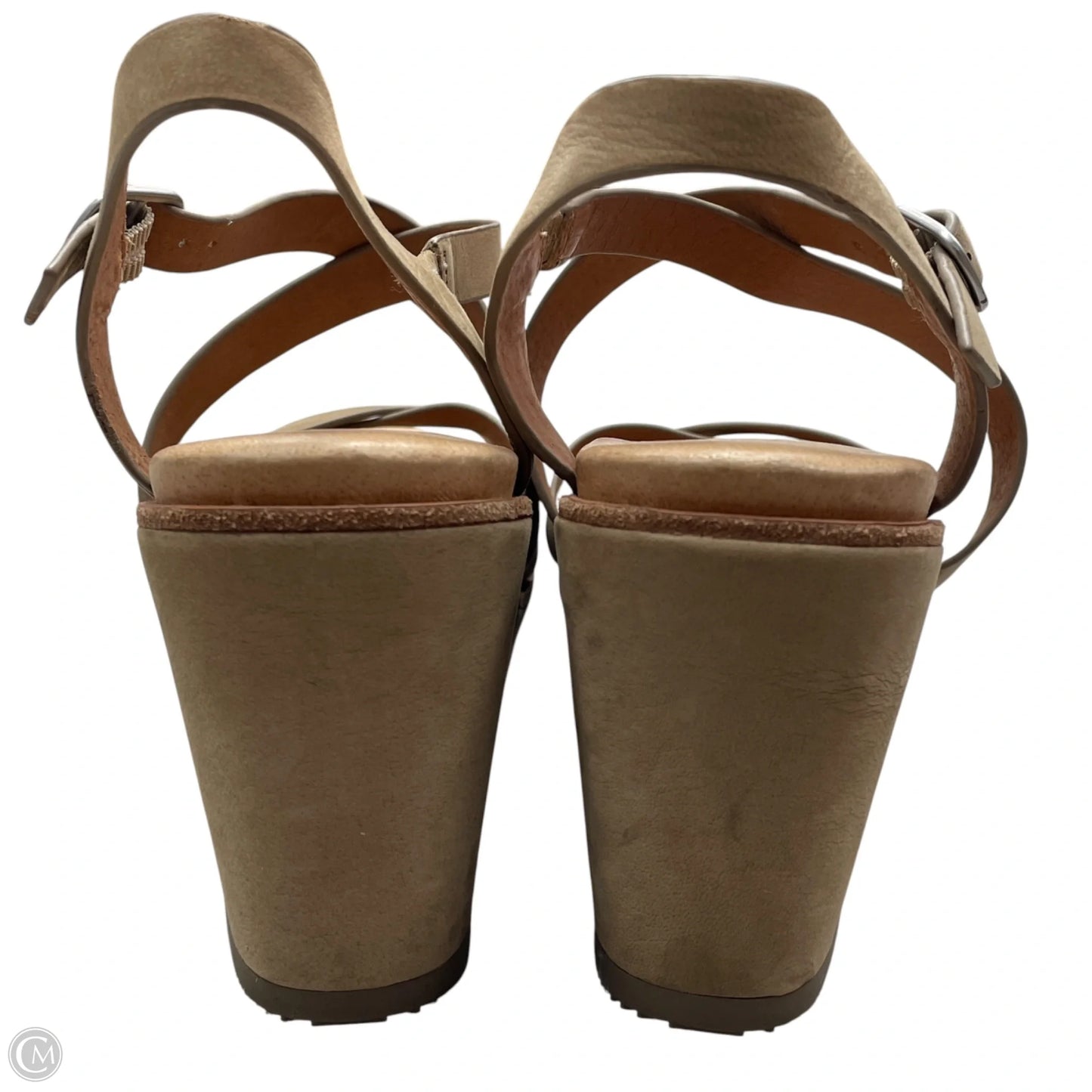 Sandals Heels Wedge By Gentle Souls In Brown & Cream, Size: 7
