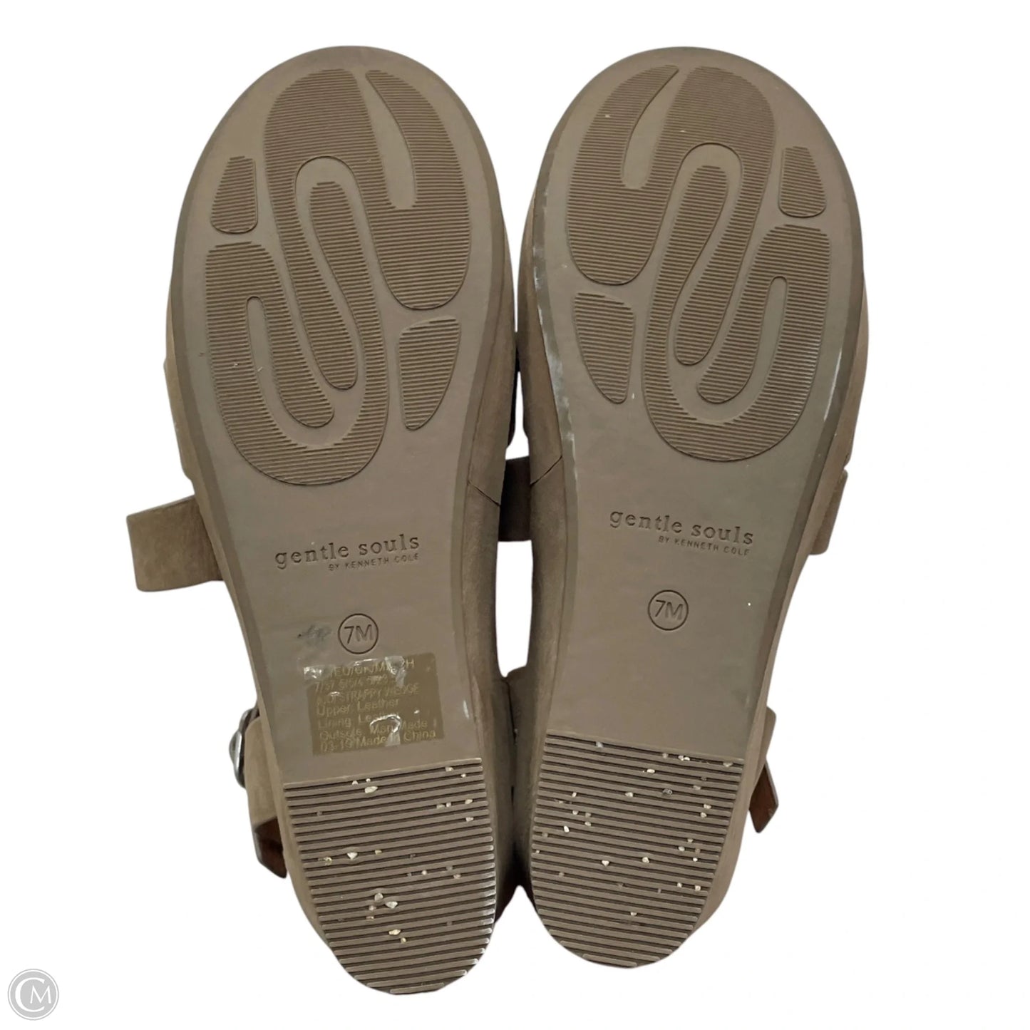 Sandals Heels Wedge By Gentle Souls In Brown & Cream, Size: 7