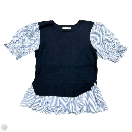 Top Short Sleeve By Anthropologie In Navy, Size: S