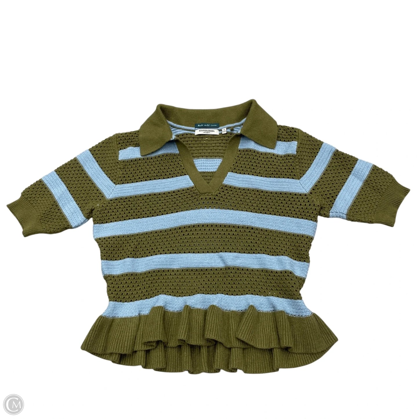 Top Short Sleeve By Scotch & Soda In Blue & Green, Size: S
