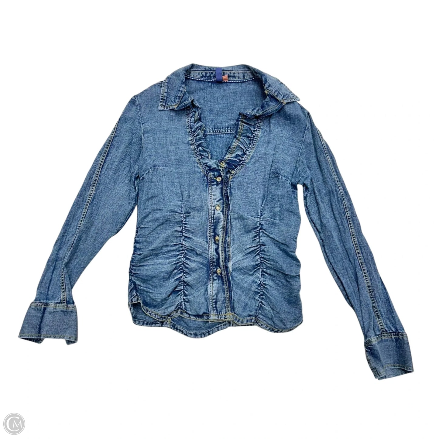 Top Long Sleeve By Pilcro In Blue Denim, Size: S
